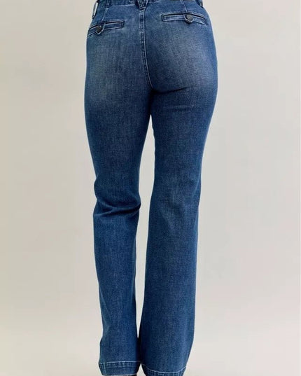 Judy Blue Full Size Mid Rise Bootcut Jeans with Welt Pockets Plus Size - THE AMERICAN BLUE