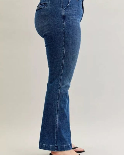 Judy Blue Full Size Mid Rise Bootcut Jeans with Welt Pockets Plus Size - THE AMERICAN BLUE