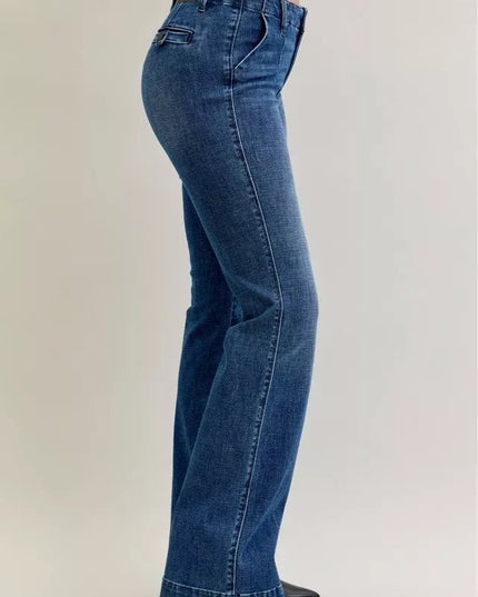 Judy Blue Full Size Mid Rise Bootcut Jeans with Welt Pockets Plus Size - THE AMERICAN BLUE