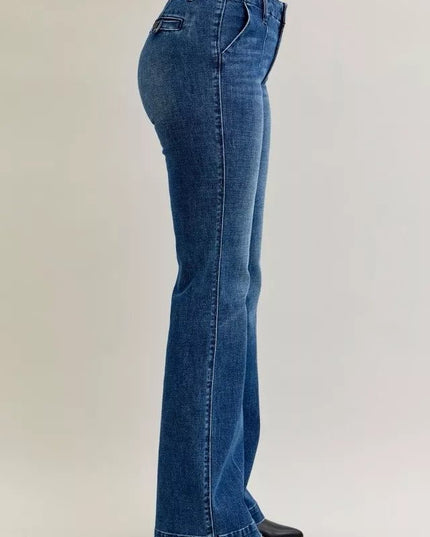 Judy Blue Full Size Mid Rise Bootcut Jeans with Welt Pockets Plus Size - THE AMERICAN BLUE