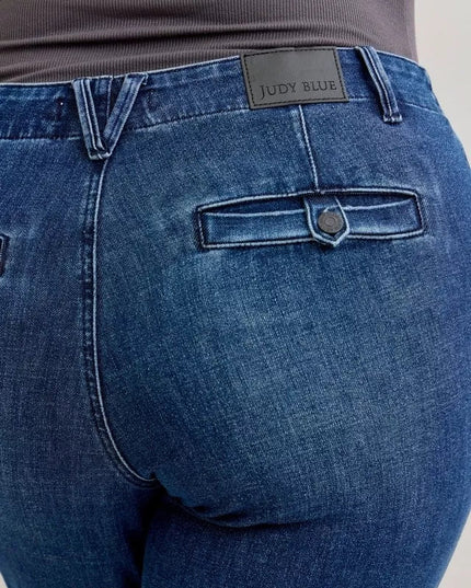 Judy Blue Full Size Mid Rise Bootcut Jeans with Welt Pockets Plus Size - THE AMERICAN BLUE