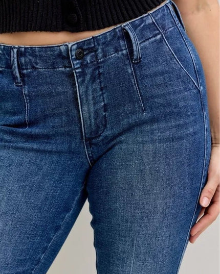 Judy Blue Full Size Mid Rise Bootcut Jeans with Welt Pockets Plus Size - THE AMERICAN BLUE