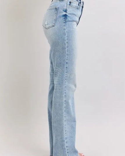 Judy Blue Full Size Mid Rise Light Wash Dad Jeans Plus Size - THE AMERICAN BLUE