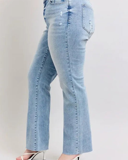 Judy Blue Full Size Mid Rise Light Wash Dad Jeans Plus Size - THE AMERICAN BLUE