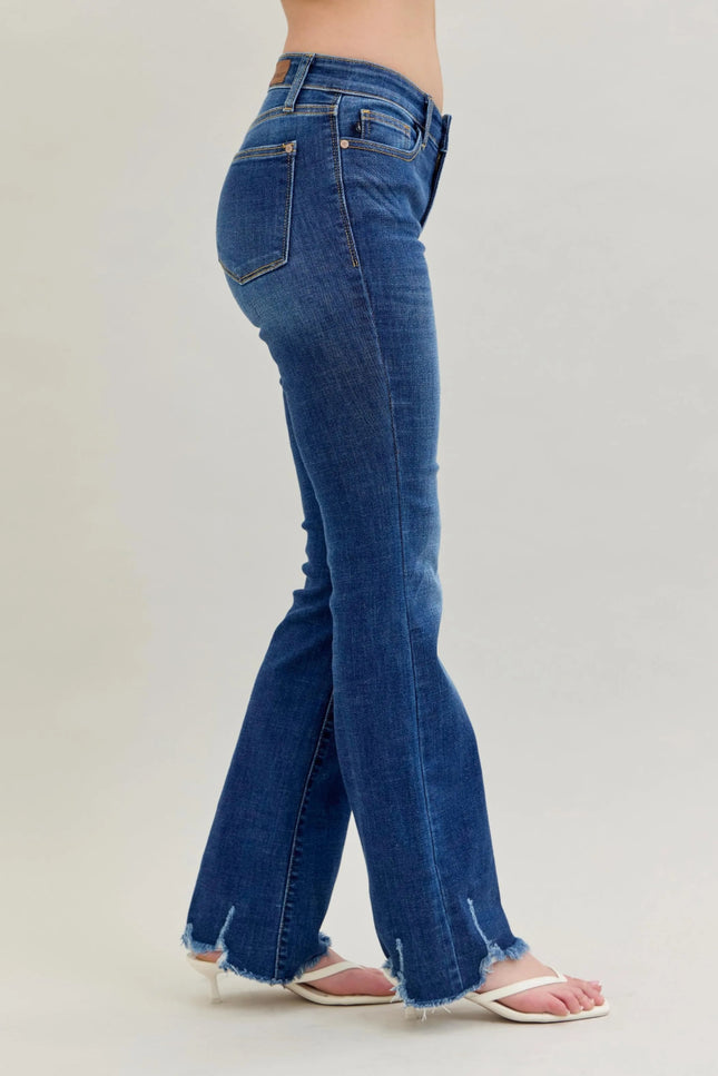Judy Blue Full Size Mid - rise Non - distressed Hem Bootcut Jeans Plus Size - THE AMERICAN BLUE