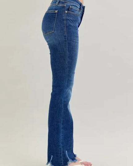Judy Blue Full Size Mid - rise Non - distressed Hem Bootcut Jeans Plus Size - THE AMERICAN BLUE
