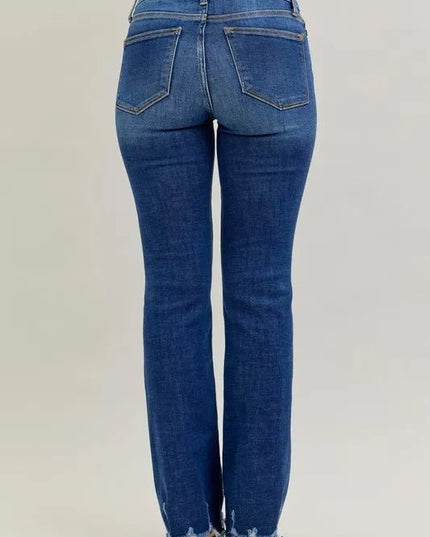 Judy Blue Full Size Mid - rise Non - distressed Hem Bootcut Jeans Plus Size - THE AMERICAN BLUE