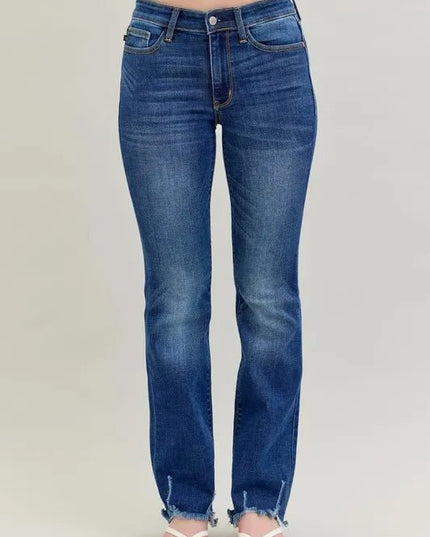 Judy Blue Full Size Mid - rise Non - distressed Hem Bootcut Jeans Plus Size - THE AMERICAN BLUE