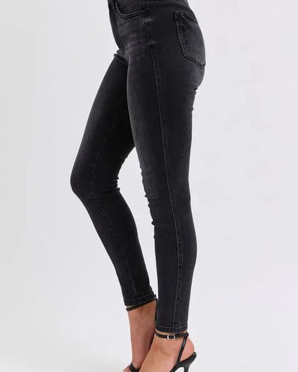 Judy Blue Full Size Mid Rise Tummy Control Skinny Jeans Plus Size - THE AMERICAN BLUE