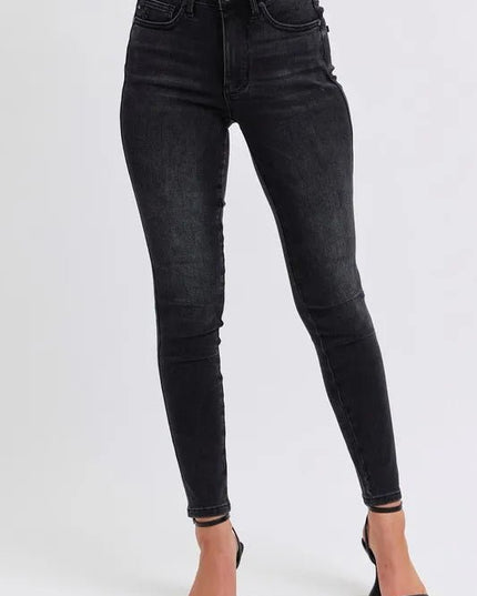 Judy Blue Full Size Mid Rise Tummy Control Skinny Jeans Plus Size - THE AMERICAN BLUE