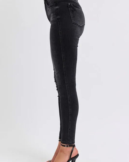 Judy Blue Full Size Mid Rise Tummy Control Skinny Jeans Plus Size - THE AMERICAN BLUE