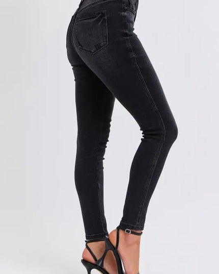 Judy Blue Full Size Mid Rise Tummy Control Skinny Jeans Plus Size - THE AMERICAN BLUE