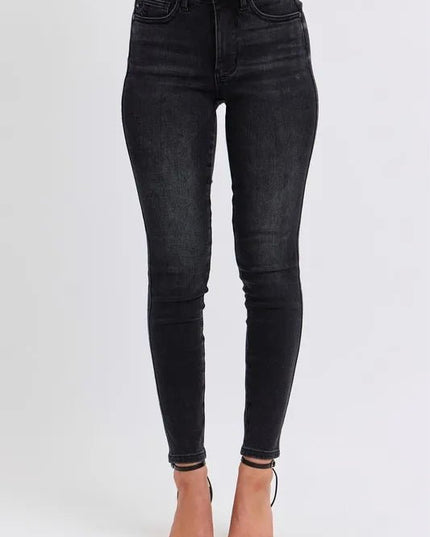 Judy Blue Full Size Mid Rise Tummy Control Skinny Jeans Plus Size - THE AMERICAN BLUE