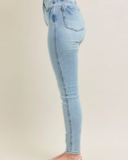 Judy Blue Full Size Mr Tummy Control Vintage Wash Skinny Jeans Plus Size - THE AMERICAN BLUE