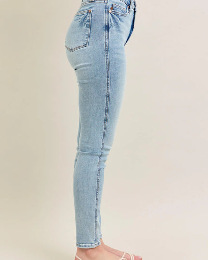 Judy Blue Full Size Mr Tummy Control Vintage Wash Skinny Jeans Plus Size - THE AMERICAN BLUE