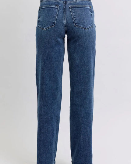 Judy Blue Full Size Raw Hem Mid Rise Jeans - THE AMERICAN BLUE