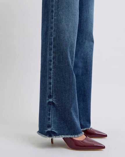 Judy Blue Full Size Raw Hem Mid Rise Jeans - THE AMERICAN BLUE