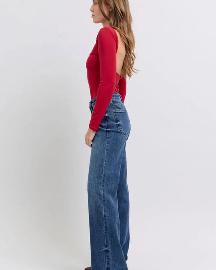 Judy Blue Full Size Raw Hem Mid Rise Jeans - THE AMERICAN BLUE