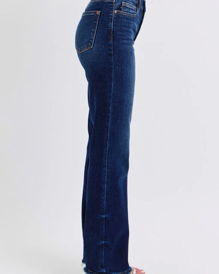 Judy Blue Full Size Raw Hem Straight Leg Jeans - THE AMERICAN BLUE