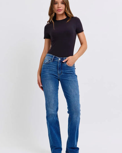 Judy Blue Full Size Run Mid - Rise Bootcut Jeans with Thermal Lining - THE AMERICAN BLUE