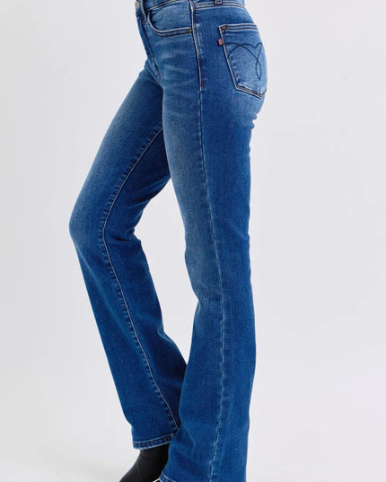 Judy Blue Full Size Run Mid - Rise Bootcut Jeans with Thermal Lining - THE AMERICAN BLUE