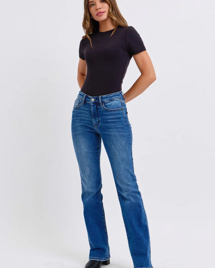 Judy Blue Full Size Run Mid - Rise Bootcut Jeans with Thermal Lining - THE AMERICAN BLUE