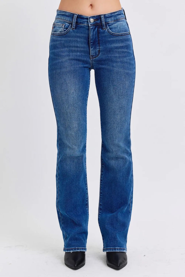 Judy Blue Full Size Run Mid - Rise Bootcut Jeans with Thermal Lining - THE AMERICAN BLUE