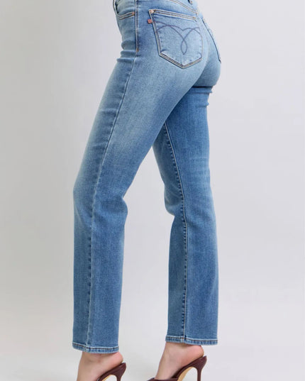 Judy Blue Full Size Run Vintage Wash Thermal Straight Jeans - THE AMERICAN BLUE
