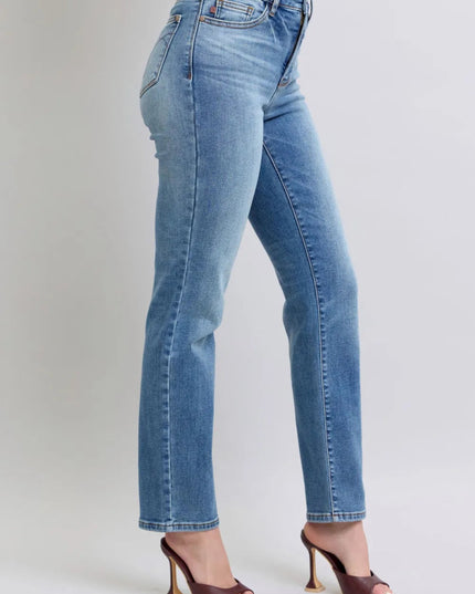 Judy Blue Full Size Run Vintage Wash Thermal Straight Jeans - THE AMERICAN BLUE