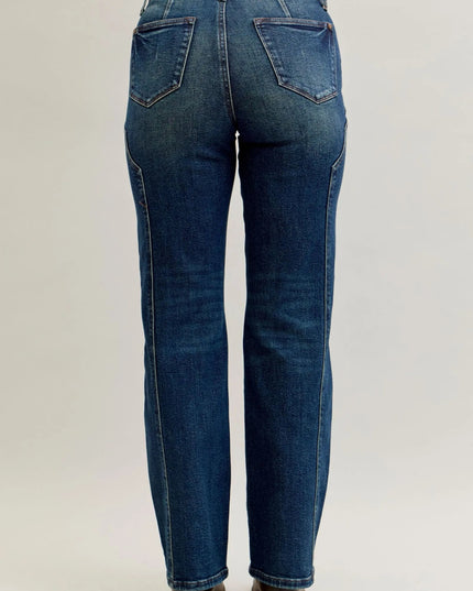 Judy Blue Full Size Seam Detail Straight Leg Jeans Plus Size - THE AMERICAN BLUE