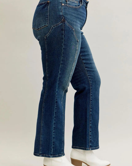 Judy Blue Full Size Seam Detail Straight Leg Jeans Plus Size - THE AMERICAN BLUE