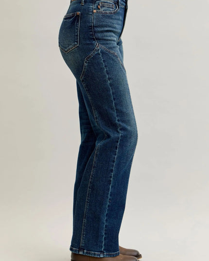 Judy Blue Full Size Seam Detail Straight Leg Jeans Plus Size - THE AMERICAN BLUE