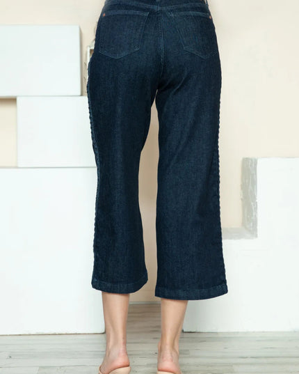 Judy Blue Full Size Side Seam Braid Detail Crop Wide Leg Jeans - THE AMERICAN BLUE
