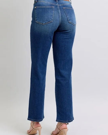 Judy Blue Full Size Side Seam Detail Straight Jeans with Pockets - THE AMERICAN BLUE