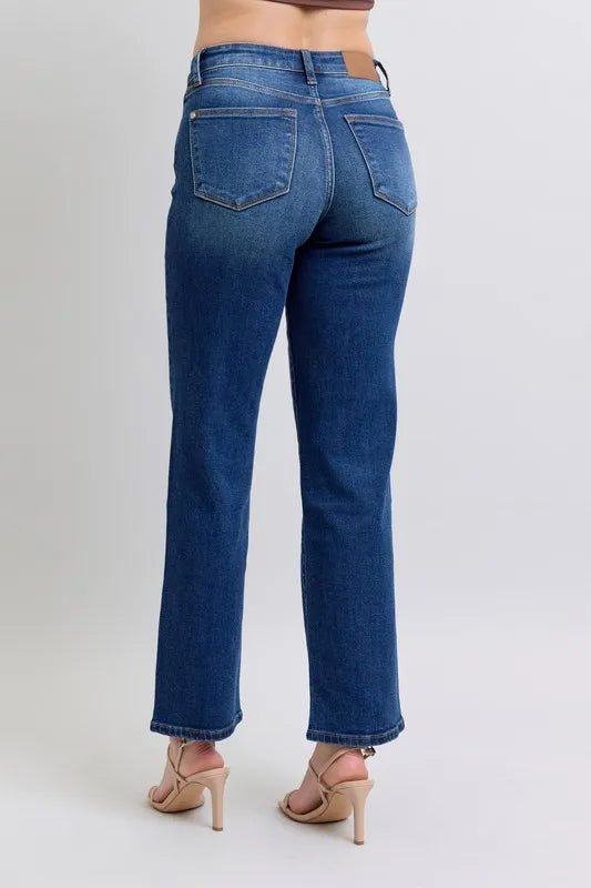 Judy Blue Full Size Side Seam Detail Straight Jeans with Pockets - THE AMERICAN BLUE