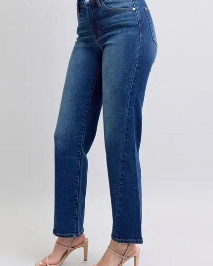 Judy Blue Full Size Side Seam Detail Straight Jeans with Pockets - THE AMERICAN BLUE