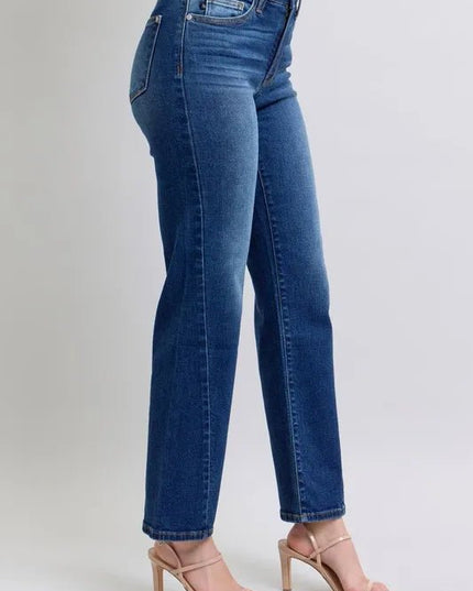 Judy Blue Full Size Side Seam Detail Straight Jeans with Pockets - THE AMERICAN BLUE