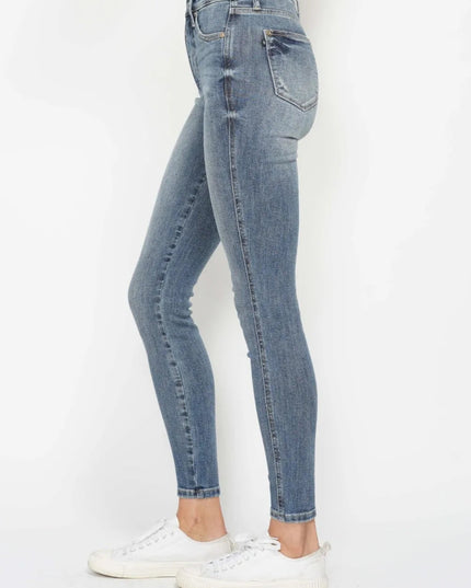 Judy Blue Full Size Tummy Control Contrast Wash Skinny Jeans - THE AMERICAN BLUE