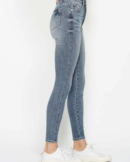 Judy Blue Full Size Tummy Control Contrast Wash Skinny Jeans - THE AMERICAN BLUE