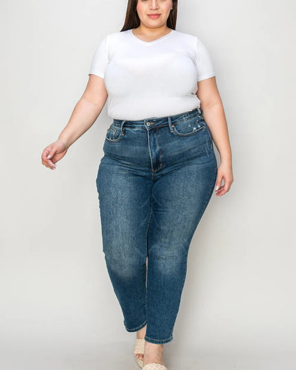 Judy Blue Full Size Tummy Control High Waist Slim Jeans - THE AMERICAN BLUE