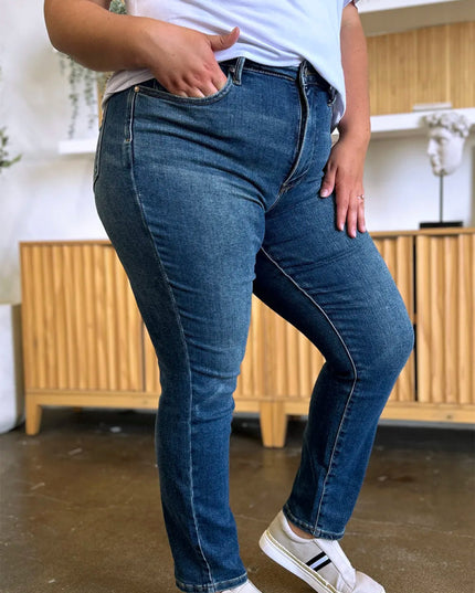 Judy Blue Full Size Tummy Control High Waist Slim Jeans - THE AMERICAN BLUE