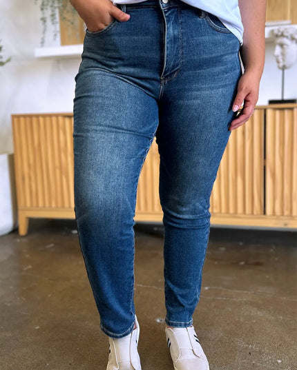 Judy Blue Full Size Tummy Control High Waist Slim Jeans - THE AMERICAN BLUE