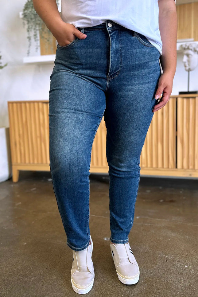 Judy Blue Full Size Tummy Control High Waist Slim Jeans - THE AMERICAN BLUE