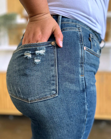 Judy Blue Full Size Tummy Control High Waist Slim Jeans - THE AMERICAN BLUE
