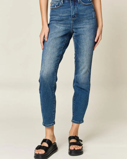 Judy Blue Full Size Tummy Control High Waist Slim Jeans - THE AMERICAN BLUE