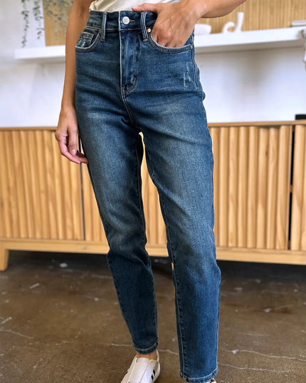Judy Blue Full Size Tummy Control High Waist Slim Jeans - THE AMERICAN BLUE