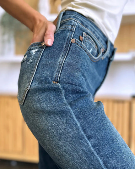 Judy Blue Full Size Tummy Control High Waist Slim Jeans - THE AMERICAN BLUE