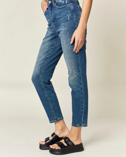 Judy Blue Full Size Tummy Control High Waist Slim Jeans - THE AMERICAN BLUE