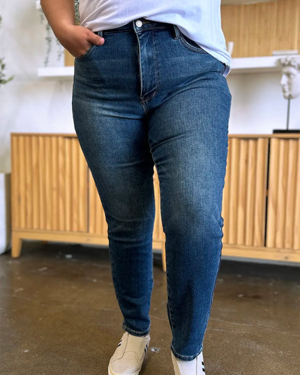 Judy Blue Full Size Tummy Control High Waist Slim Jeans - THE AMERICAN BLUE
