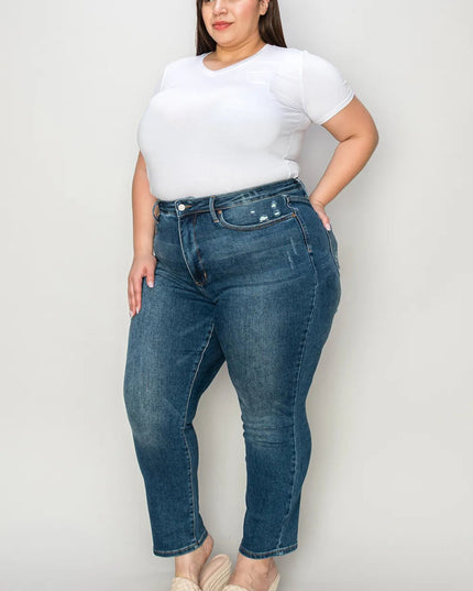 Judy Blue Full Size Tummy Control High Waist Slim Jeans - THE AMERICAN BLUE